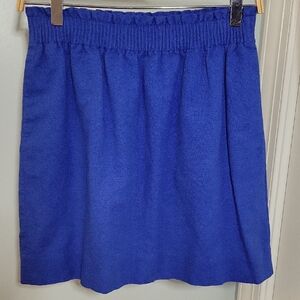 J. Crew Bubble Smocked Linen Blend Mini Skirt Blue Sz 4